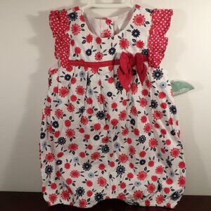Red White Blue Floral Polka Dot Bubble Romper Nannette 18 Months nwt